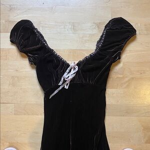 Free People Dark Brown Velvet Maxi Dress